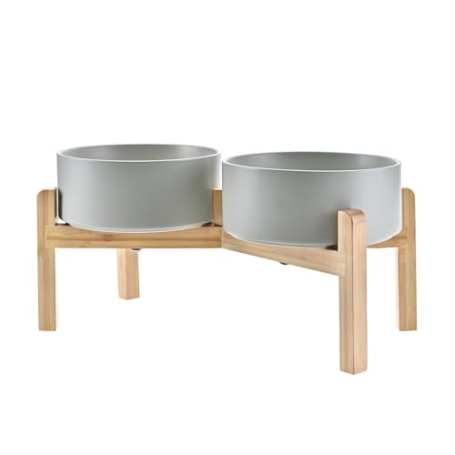 Elevated Dog Bowls Ceramic (7.3 in - 5.3 cups / Grey)