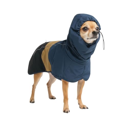 Dog Raincoat Waterproof Rain Jacket w (Blue Gold Black / Medium)