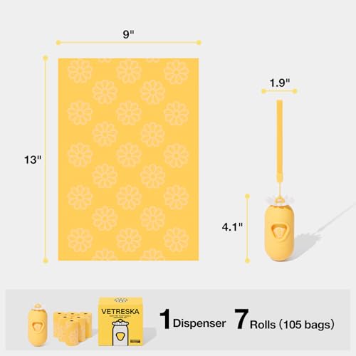 Dog Poop Bag Dispenser with Daisy Scented Waste Bags (Daisy / 1 Count (Pack of 105))