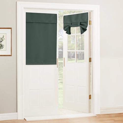 Blackout Door Curtain Kitchen Window Curtains (Dark Green / 34"W x 40"L (Pack of 1))