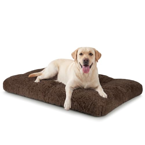 Large Dog Bed Crate Pad (40.0"L x 27.0"W x 4.0"Th / Brown)