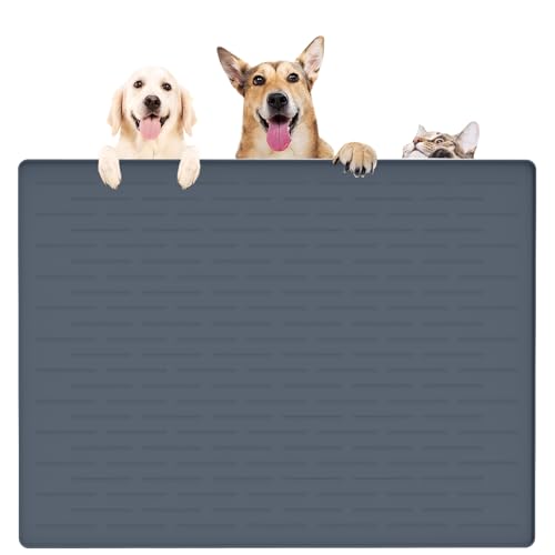 39.4"x29.5" Largest Pet Food Mat (Gray Blue / 39.4"L x 29.5"W)