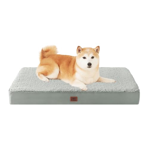Orthopedic Dog Bed Large with Removable Washable Cover (36*27*3.5 inches / Greyish Green)