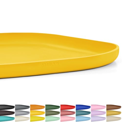 Waterproof Silicone Pet Food Mat with Raised Edge for Dog & Cat (Vivid Yellow / 12"L x 12"W)