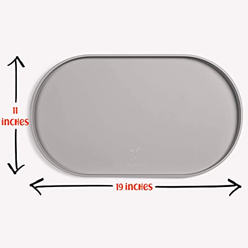 Dog Food Mat Waterproof Dog Bowl Mat (19x11 Inch (Pack of 1) / Dove)