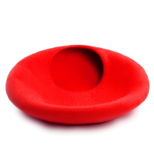 Premium Felt Cat Cave Bed (Red Plain)