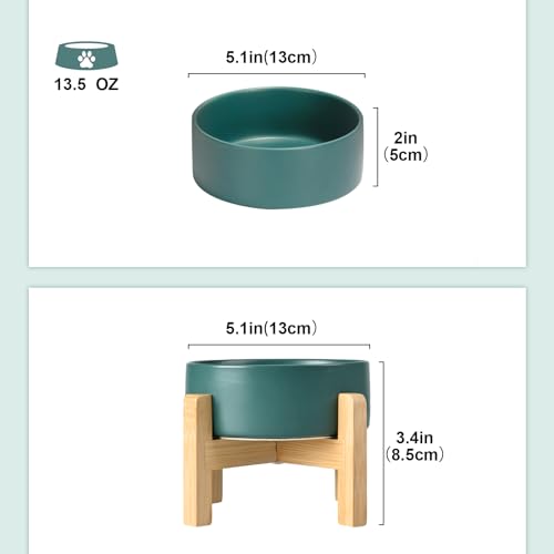 Ceramic Elevated Dog Bowls 2 Pack (Small - 1.7 CUPS*2 / Green)