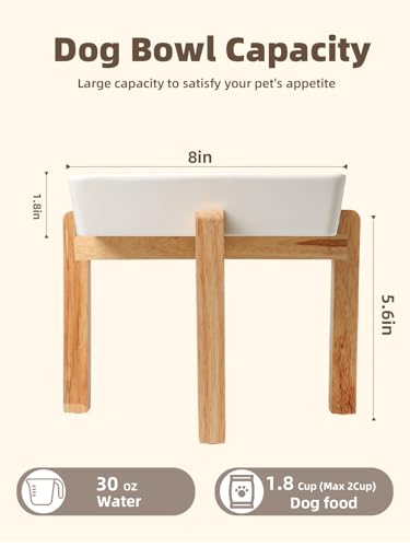 Square Ceramic Dog Slow Feeder Bowls (White / M-1.8 Cups+Stand)
