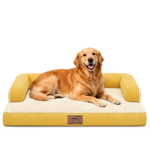 Orthopedic Washable Dog Bed with Bolster for Medium to Large Dogs (36.0"L x 27.0"W x 7.0"Th / Ginger)