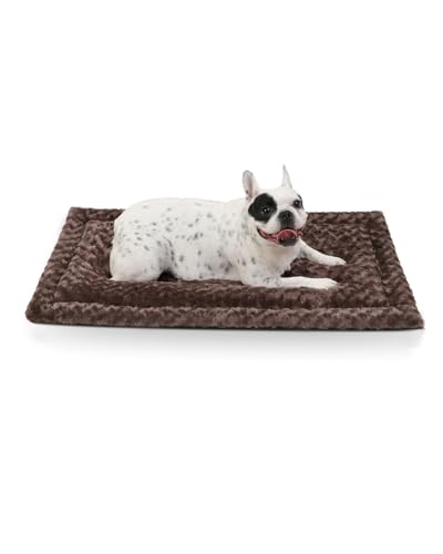 Washable Dog Bed Mat Medium Size Fluffy Pet Crate Pad 36x23 (Brown / 36.00" x 23.00" x 1.50")