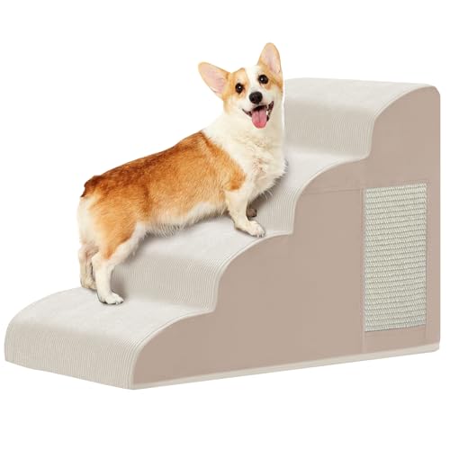 Dog Stairs for Small Dogs 19.7" H (Beige / 4-Step 19.7"H)