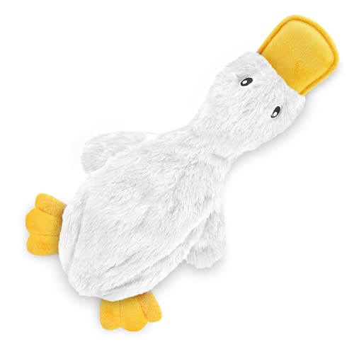 Interactive Squeaky Dog Chew Toy (Crinkle Duck (White, Yellow & Green) / Large)