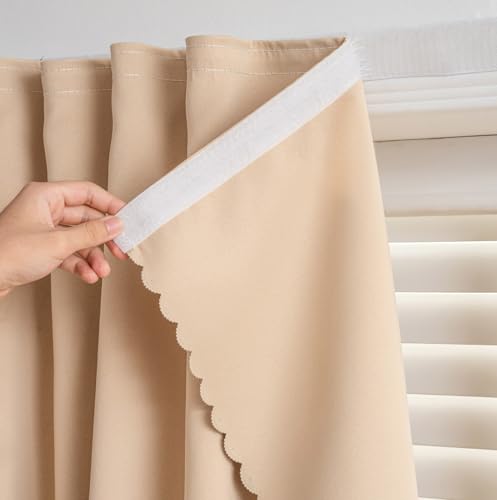 Self Sdhesive Curtains for Windows (59"W x 59"L (Pack of 1) / Beige)