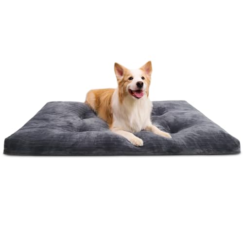Washable Dog Crate Bed Kennel Mat for Medium Dogs (Gray / 35.0"L x 23.0"W x 3.0"Th)