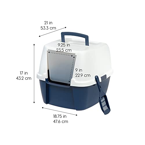 Large Front Door Cat Litter Box (Jumbo Enclosed / Navy)