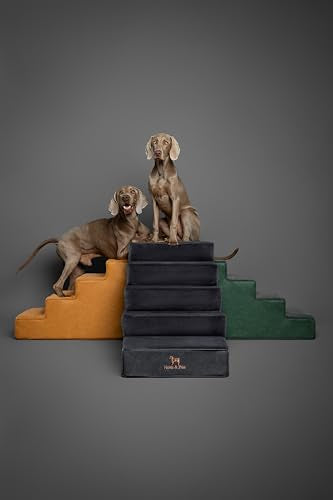 Dog Stairs Dog Ramp for Bed ((5 Step) Charcoal)
