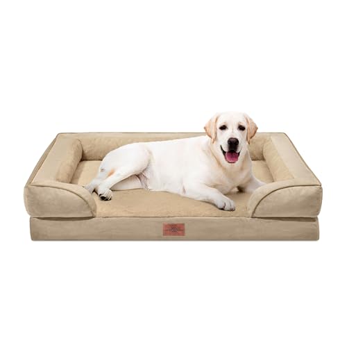 Waterproof Orthopedic Dog Beds for Extra Large Dog (45.0"L x 35.0"W x 8.5"Th / Light Brown)