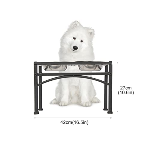 Elevated Dog Bowls Raised Pet Feeder Cat Food Water Diner Stand Set (M/10.7" Height)