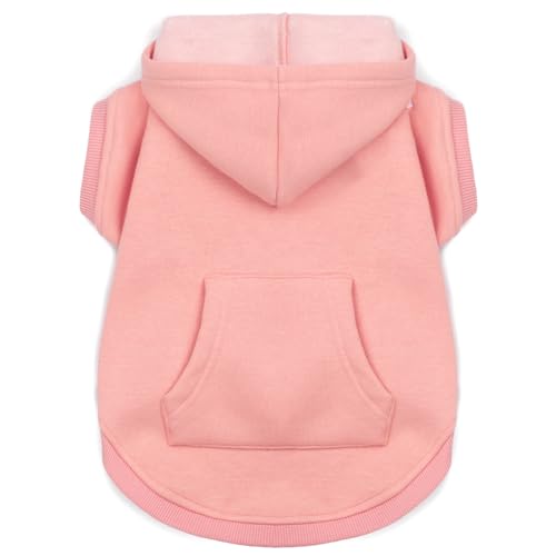 Dog Hoodie Fleece Warm Sweater with Pocket (M-(6~9lb) | Chest(~15.3") / Pink)