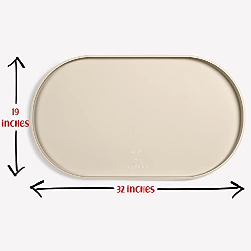 Dog Food Mat Waterproof Dog Bowl Mat (32x19 Inch (Pack of 1) / White Sand)