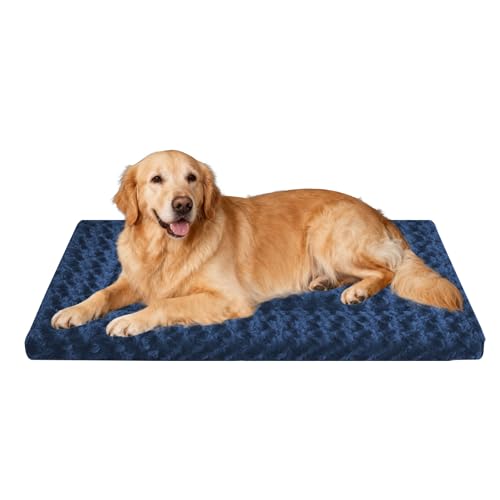 Dog Beds Crate Pad (L(35"*23"*1.5") / Navy Blue-1pc)