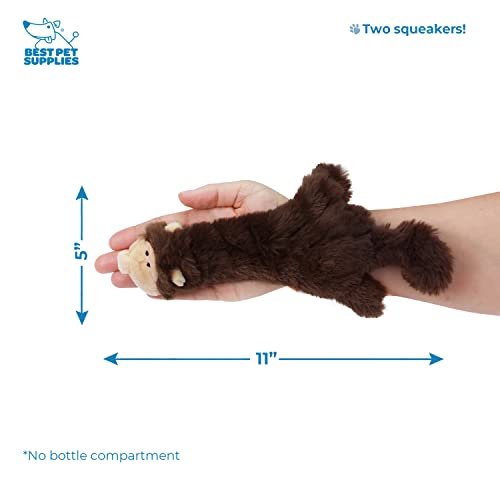 2-in-1 Stuffless Squeaky Dog Toy - Monkey, Small (Dark Brwon/Monkey / Small)