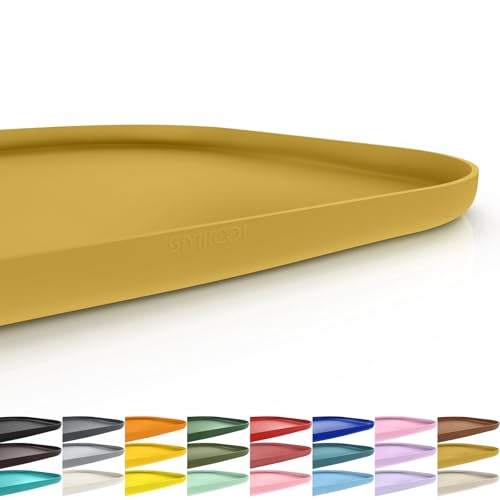 Waterproof Silicone Pet Food Mat with Raised Edge for Dog & Cat (Honey / 22"L x 14"W)