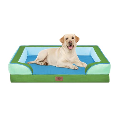 Orthopedic Dog Bed for Extra Large Dogs with Bolster (42.0"L x 30.0"W x 8.5"Th / Boston)