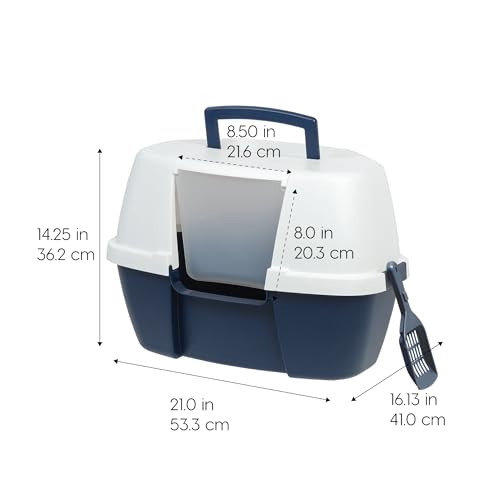 Large Corner Cat Litter Box (Corner Enclosed / Navy)