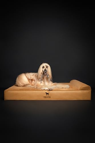Giant Dog Bed XXL 55x45x9.5 Inch (Vegan Leather - Camel / XX-Large)
