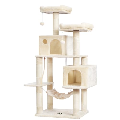 Cat Tree Tower with Sisal Scratching Posts (53.7 Inches / Beige)