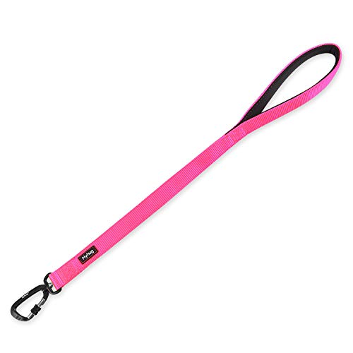 Pets 24 Inches Heavy Duty Short Leash with Comfortable Handle and Lightweight Aviation Aluminium Clip Lead (Hot Pink / 24 Inches)
