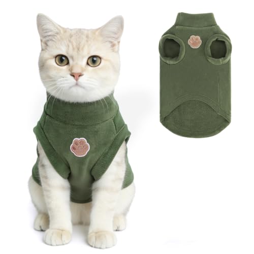 Cat Sweater Turtleneck (M (Chest: 17", Neck: 13", Back: 12") / Army Green)