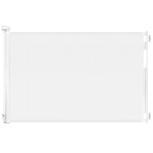 70 Inch Wide Retractable Baby Gate for Doorways (White / 33'' Tall X 70'' Wide)