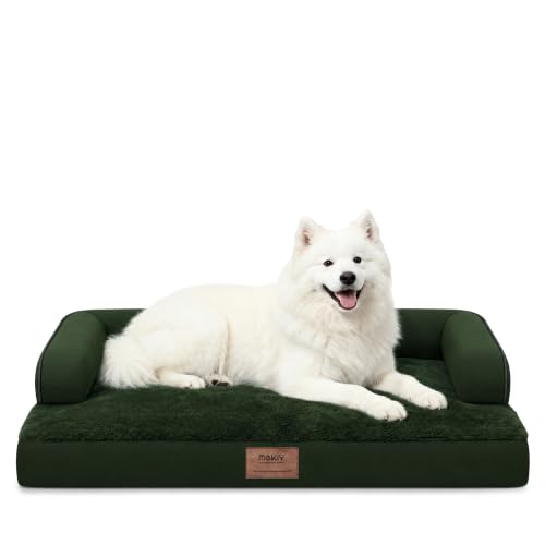 Orthopedic XL Dog Bed with Bolster for Extra Large Size Dogs (42.0"L x 30.0"W x 8.0"Th / Outpost Olive)