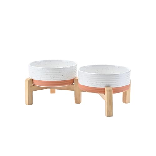 Elevated Dog Bowls Ceramic (5.1 in - 1.7 cups / Pattern White)