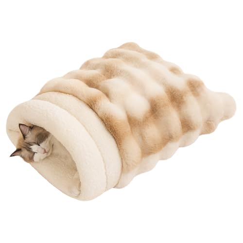 Cat Sleeping Bag for Indoor Cats (21.7"L x 17.7"W / Cream Beige)
