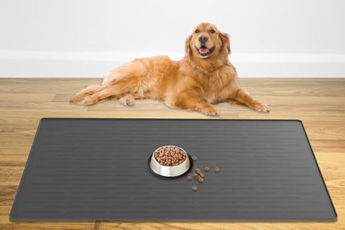 48" x 32" XXXL Largest Pet Food Mat (Dark Gray / 48"L x 32"W)