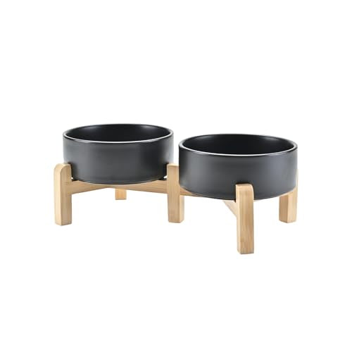 Elevated Dog Bowls Ceramic (5.1 in - 1.7 cups / Black)