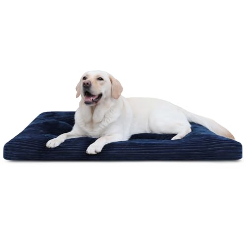 Washable Dog Crate Bed Kennel Mat for Large Dogs (Blue / 35.0"L x 23.0"W x 3.0"Th)