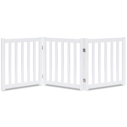 Wooden Free Standing Dog Gate 60" W x 24" H (White / 60"W x 24"H)