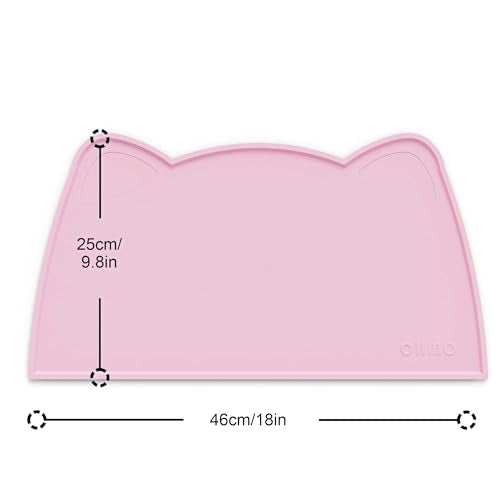 Cat Food Mat Silicone Pet Feeding Mat (18"L x 10"W / Pink)
