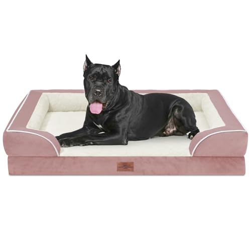 Orthopedic Dog Bed for Extra Large Dogs 53x42 Inch (53.0"L x 42.0"W x 8.5"Th / Pink)