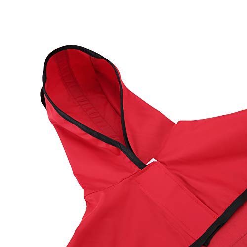 Dog Raincoat with Hood & Leash Hole S (Small / Red)
