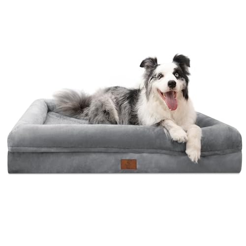 Orthopedic Dog Bed Waterproof Pet Sofa for Large Sized Dogs (Grey / 36.0"L x 27.0"W x 7"Th)
