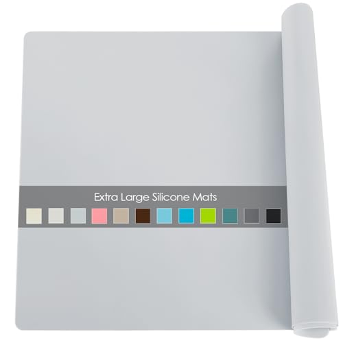 Extra Large Flexible Silicone Table Mats for Kids (05-gray / 27.6"L x 15.7"W)