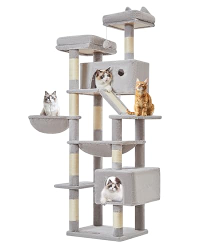Cat Tree 71 in Extra Large Cat Tower for Inddor Cats (Light Gray / 71 Inches)