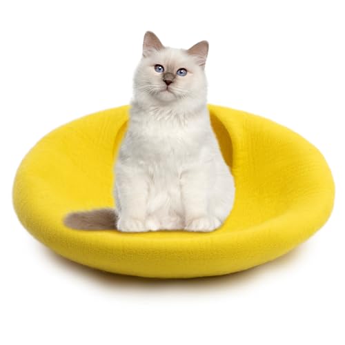 Luxurious Merino Wool Cat Cave (Yellow Plain)
