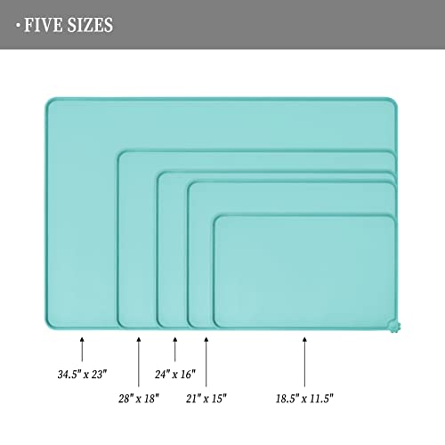 Silicone Pet Feeding Mat (Teal / 32" x 24")