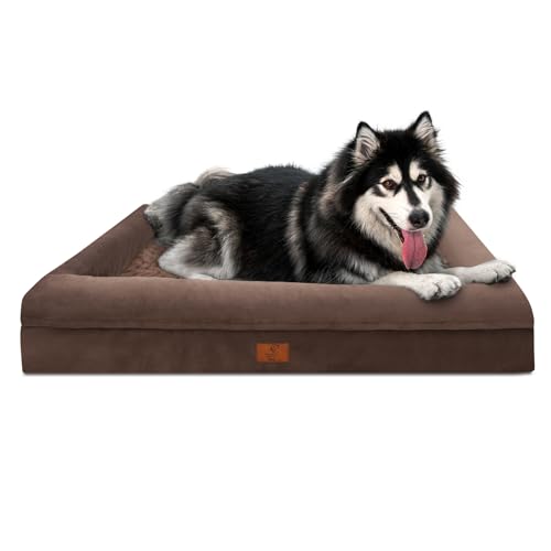 XL Orthopedic Waterproof Dog Bed for Extra Large Size Dogs (Coffee / 45.0"L x 35.0"W x 7.5"Th)